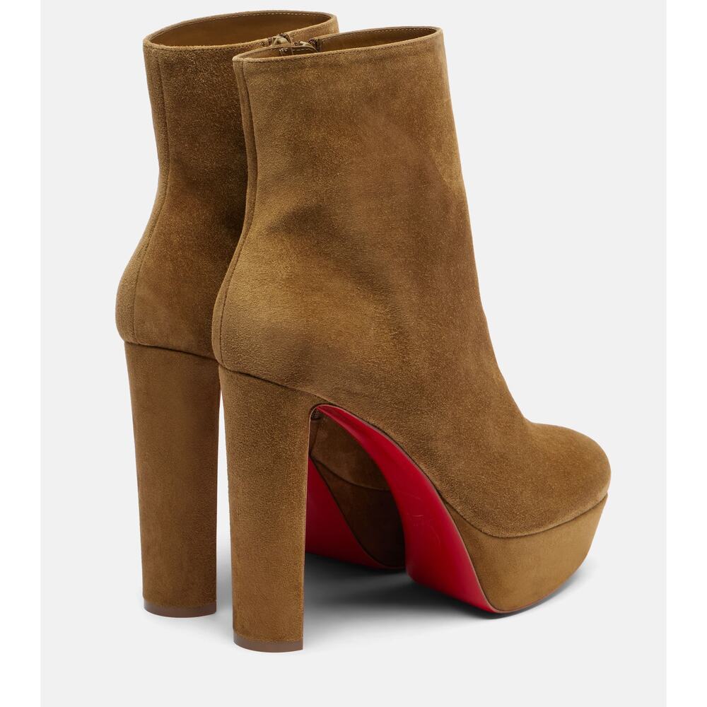 Christian Louboutin Loo Booty 130 Bronzo Brown Platform Heel Ankle Boot 38.5 - Picture 15 of 16